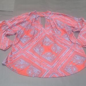 Free People Women's Coral/Red and Gray  Mini Dress Size L